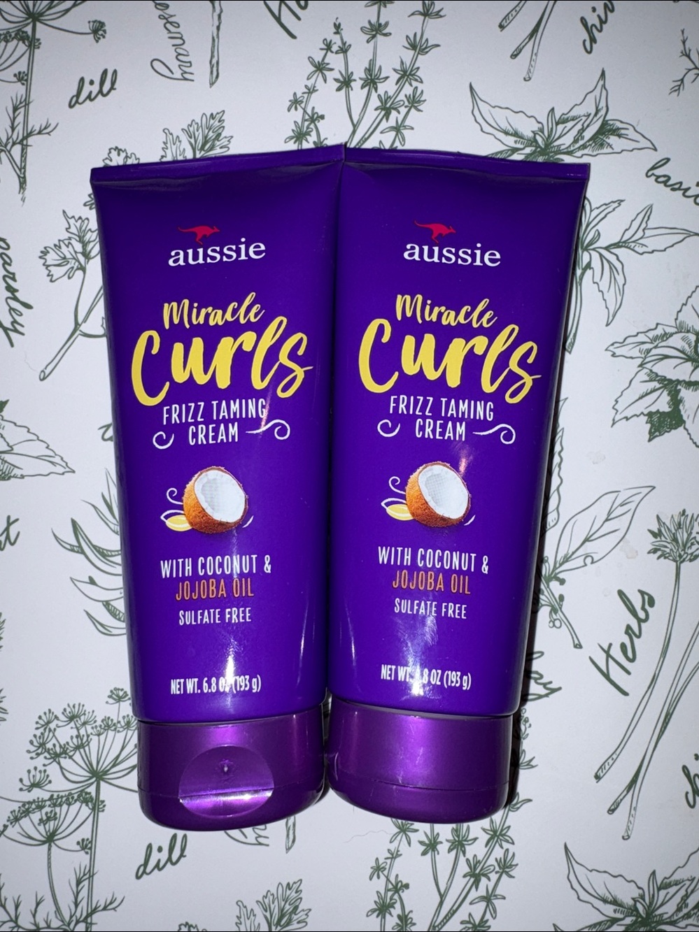 Aussie Miracle Curls Frizz Taming Cream - Purple 2 bottles NEW